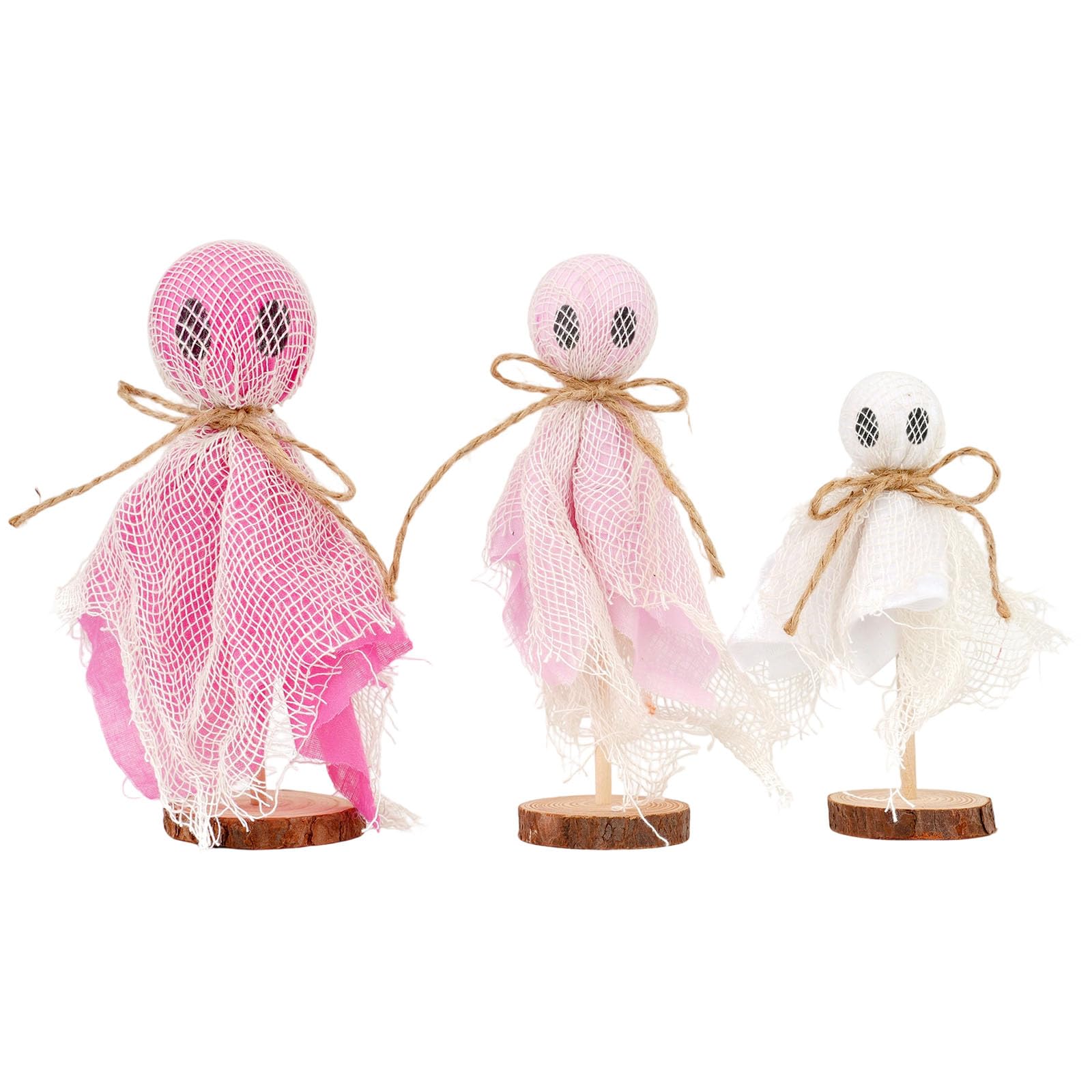 Buxuaaaa A Buxuaaa Of 3 Halloween Specters Figurines User Friendly Fabric Decors With Wooden Base For Home Party Decoration Cotton Specters Decors For Home