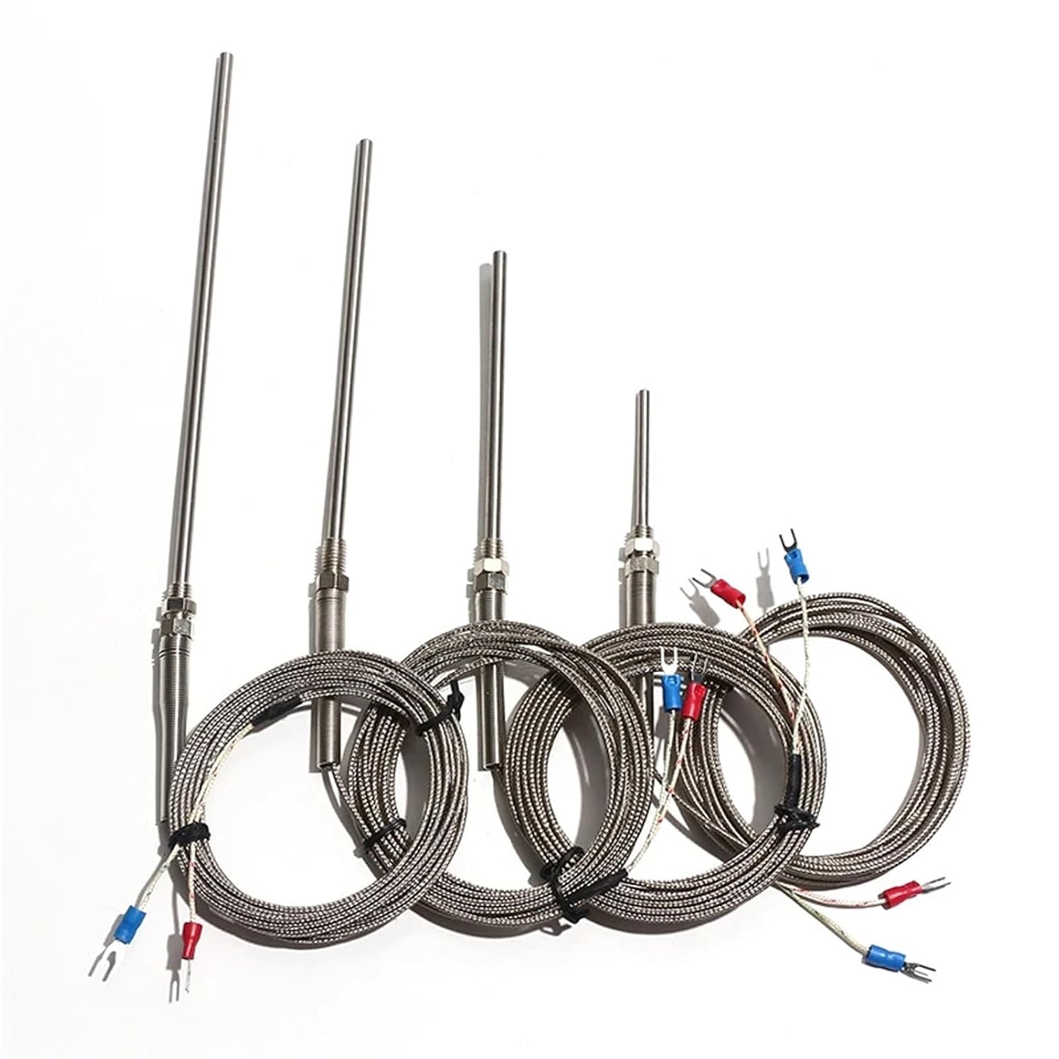 M8 Screw Thermocouple K J E PT100 Type 50/100/150/200mm Probe Temperature Sensor for Industrial Controller 1Pcs(Length 1m M8 E,150mm)