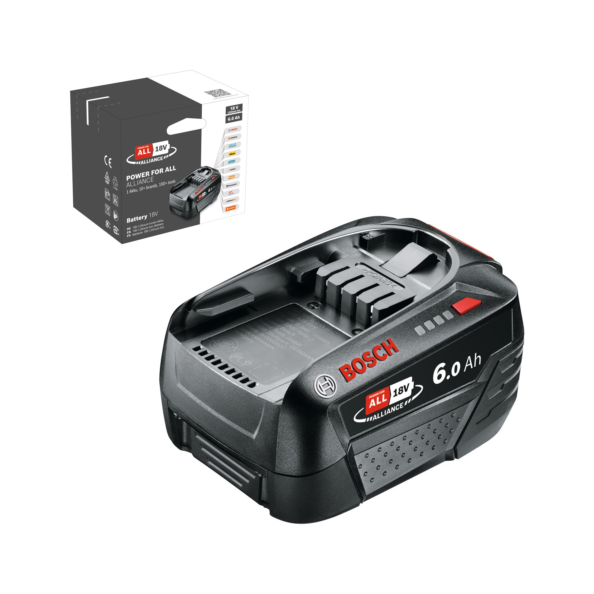 Bosch Home and Garden Battery Pack PBA 18V (battery 6.0 Ah W-C, 18 Volt System, in carton packaging)