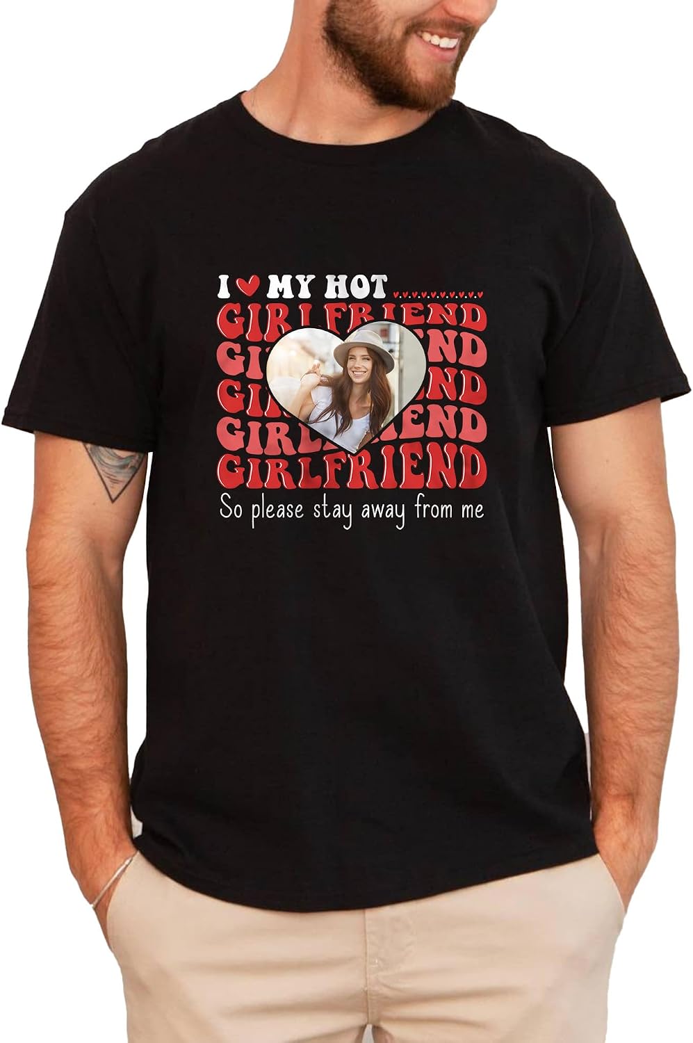 I Love My Girlfriend Custom Photo Tshirt, I Love My Hot Girlfriend Shirt, Gifts for Boyfriend Girlfriend 1