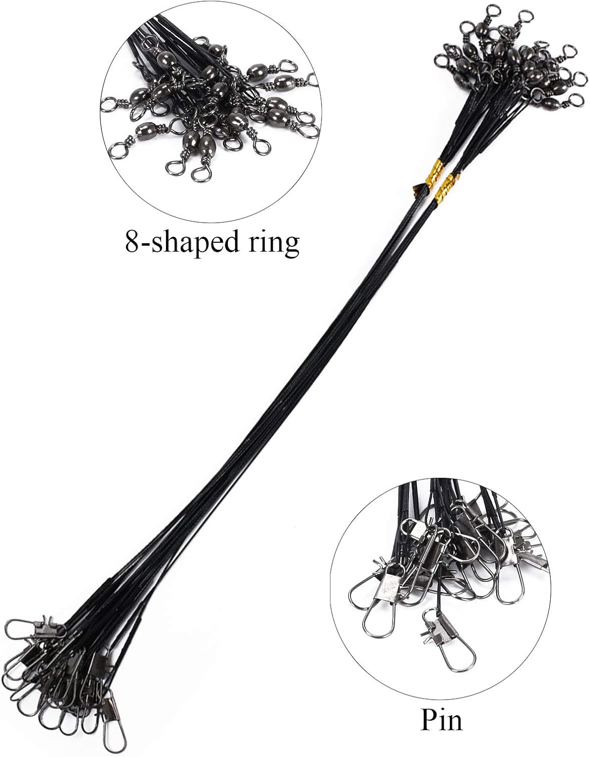 HUSZZM 80Pcs Fishing Wire Trace Leaders Fishing Lure Wire Traces Steel