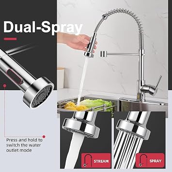 Cobbe Kitchen Tap Spring Sink Mixer with Pull Out Spray, Chrome