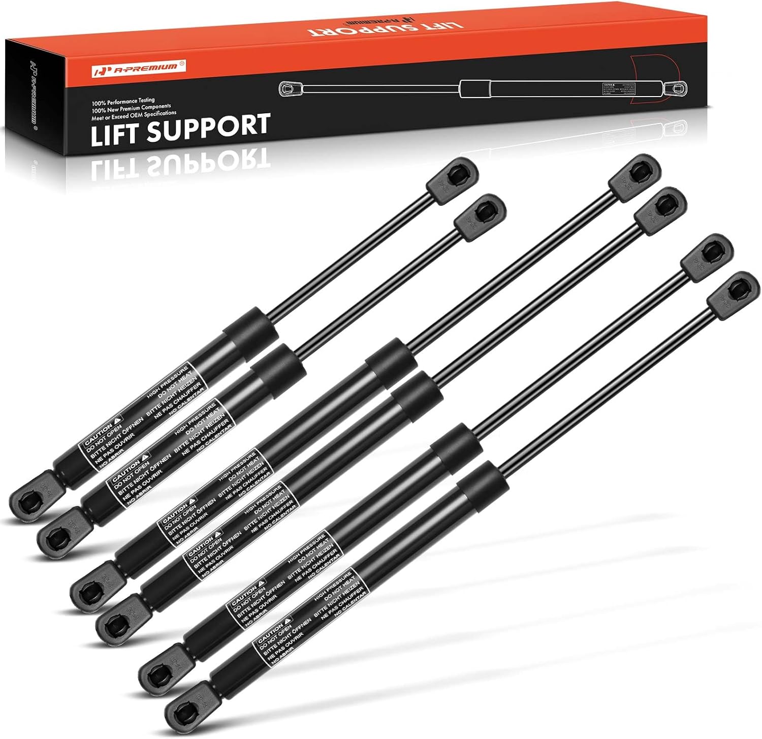 A-Premium Hood Tailgate and Rear Window Lift Supports Shock Struts Compatible with Kia Sorento 2003-2009 6-PC Set