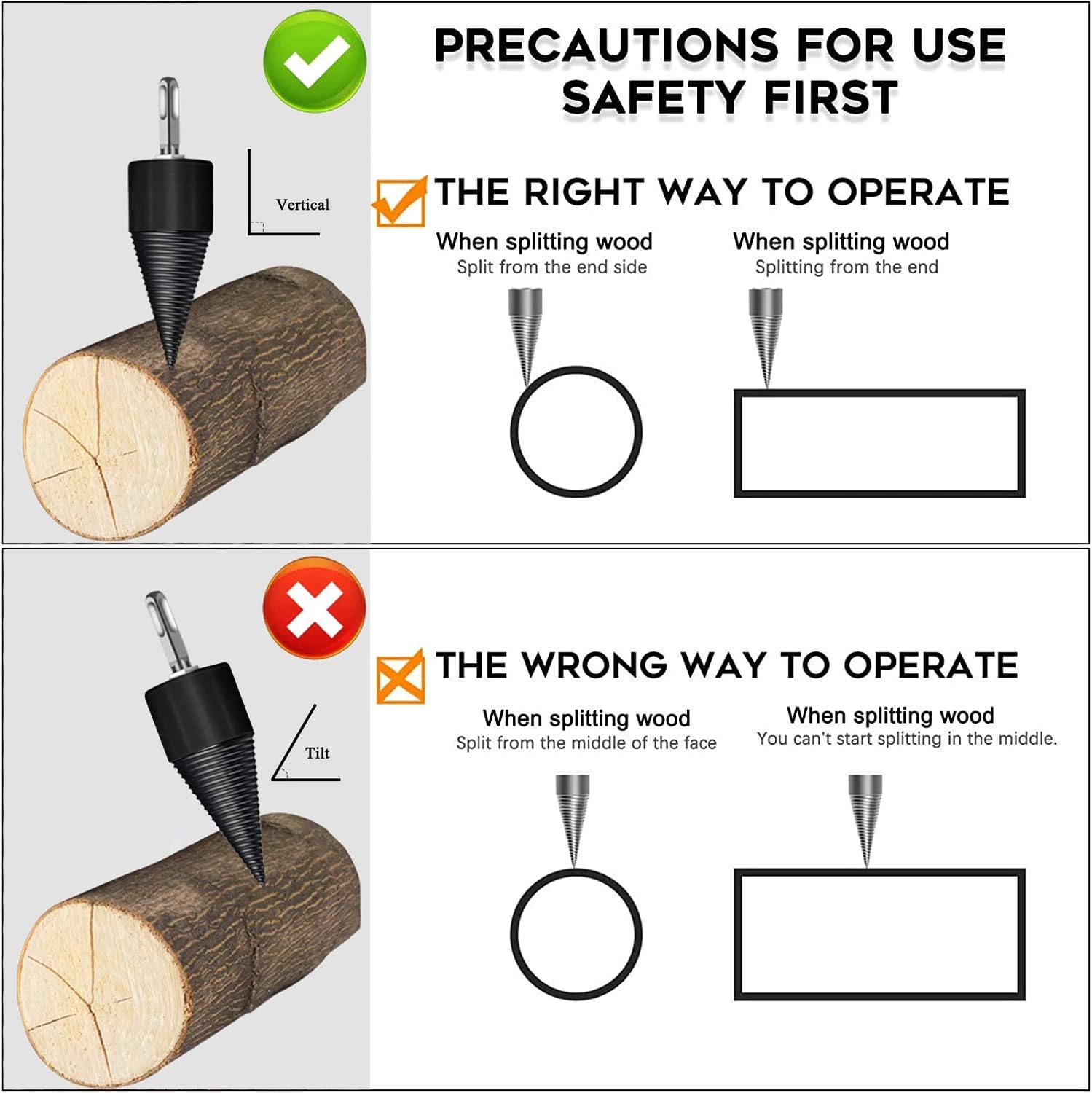Wood Splitter Drill Bits, Removable Firewood Log Splitter Drill Bit ...
