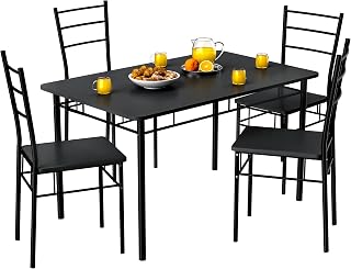 Casaria® Gruppo di Sedute Leo Set 5 Pezzi Tavolo da Pranzo con 4 Sedie Set di Mobili per Sala Cucina Soggiorno Salotto Set da Pranzo Tavoli Sedia