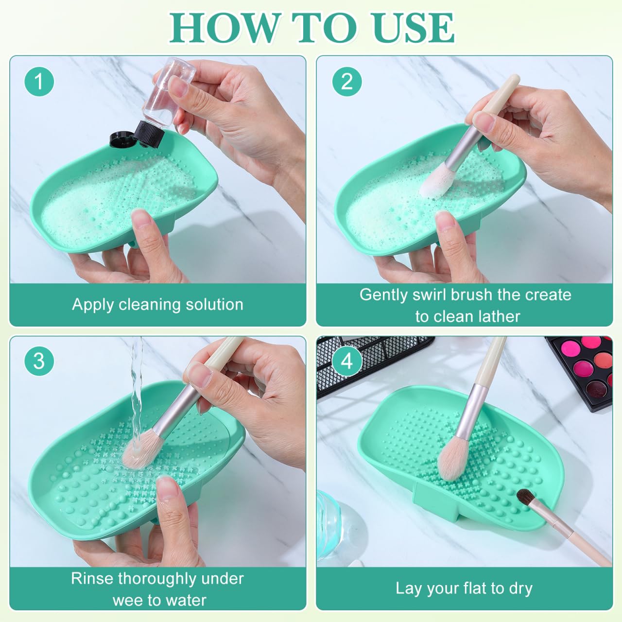 Makeup Brush Cleaning Plate Handheld Silicone Scrubber Pad 5.98X3.54X1.18In Portable Brush Cleaner for Women Quick Deep Cleaning and Easy Organization