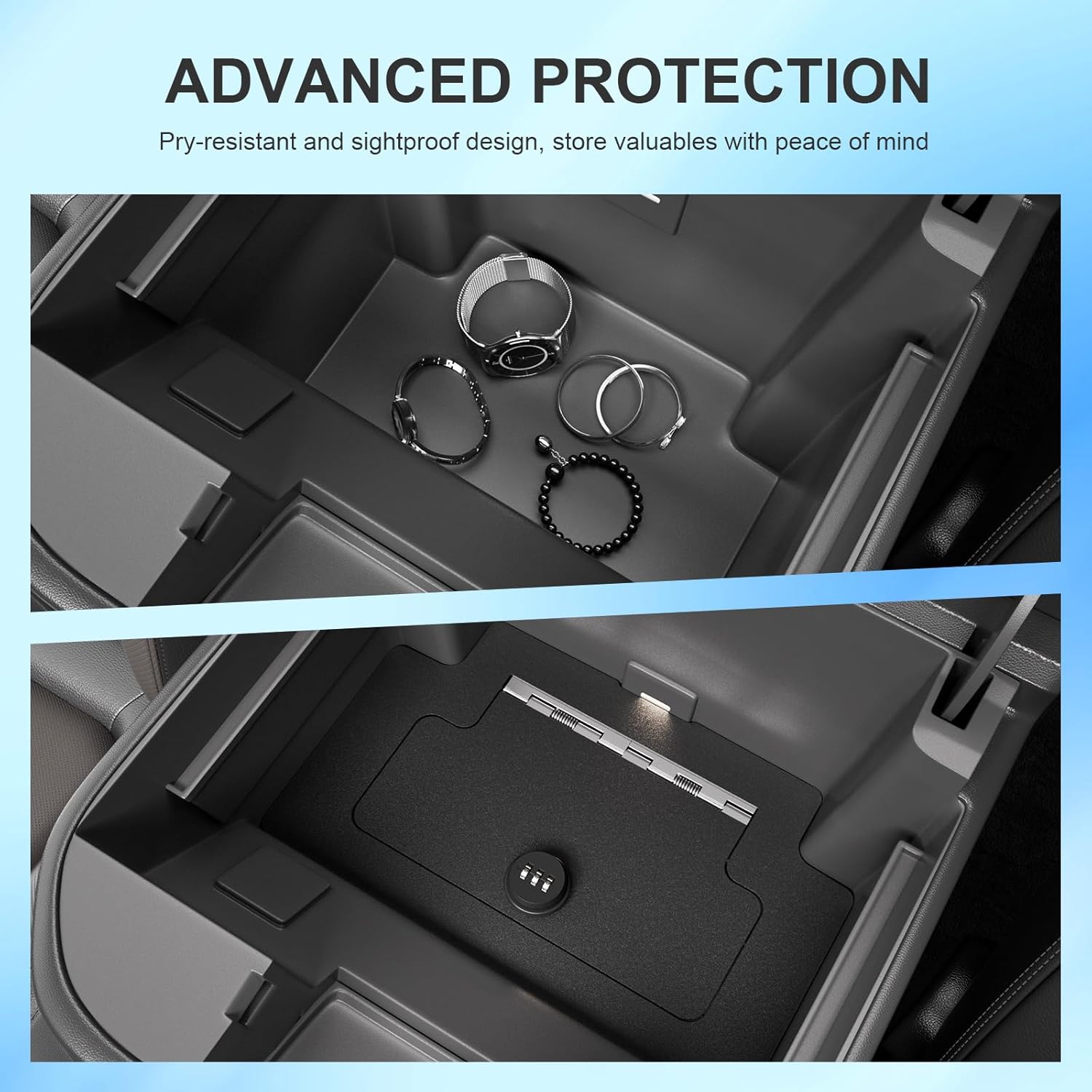 Center Console Safe Organizer Compatible with 2023-2025 Chevy Silverado GMC Sierra 1500 Redesigned 2022 Model Lock Box Console Safe Vault Replacement for 2022-2025 Chevy Silverado Accessories