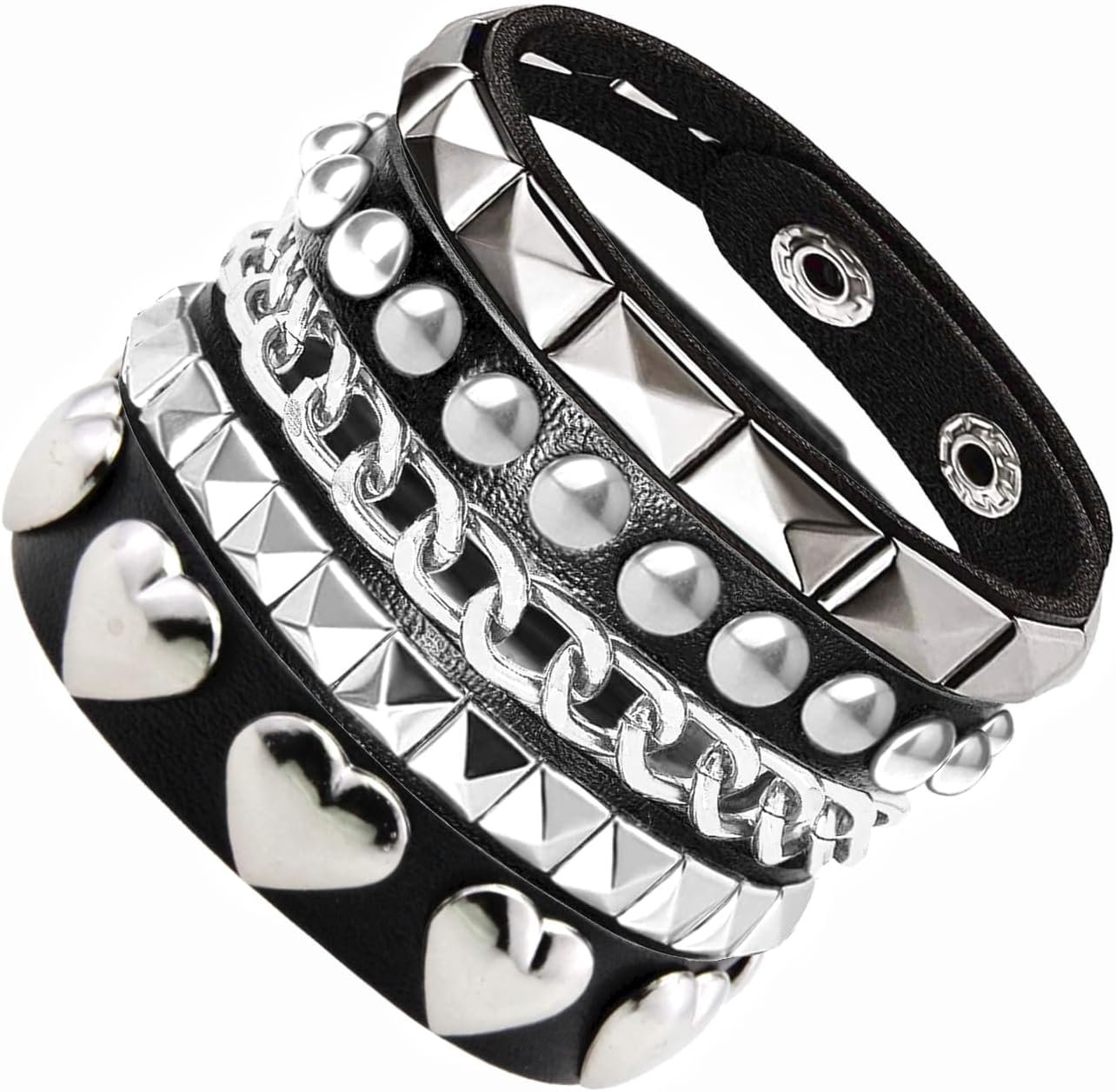 3Pcs Soft Leather Bracelets with HeartPyramidChain, Malaysia Ubuy