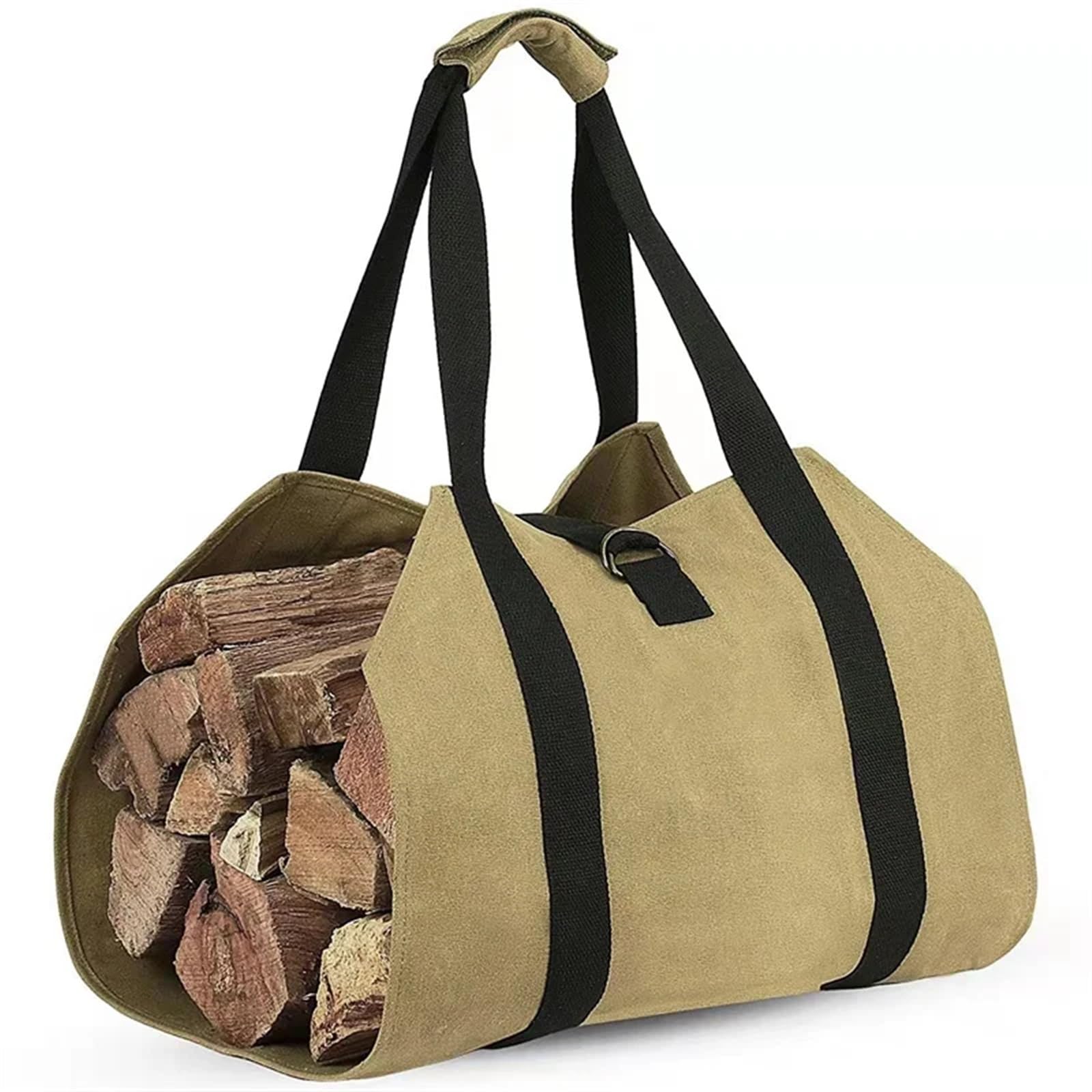 VAYEODEYU Firewood Storage Bag Camping Outdoor Logging Carrying Oxford Cloth Handbag Khaki Black(Khaki)