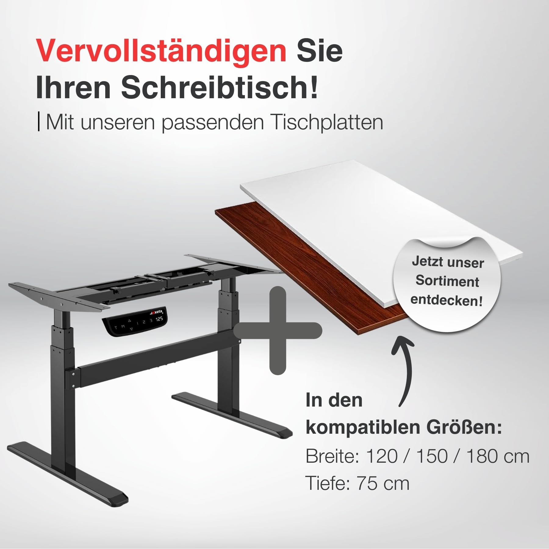 ergoPRO höhenverstellbarer Schreibtisch Gestell elektrisch 63-125 cm in grau I Schreibtischgestell höhenverstellbar mit 2 Motoren & Memory-Funktion I Tisch höhenverstellbar mit 3-Fach-Teleskop
