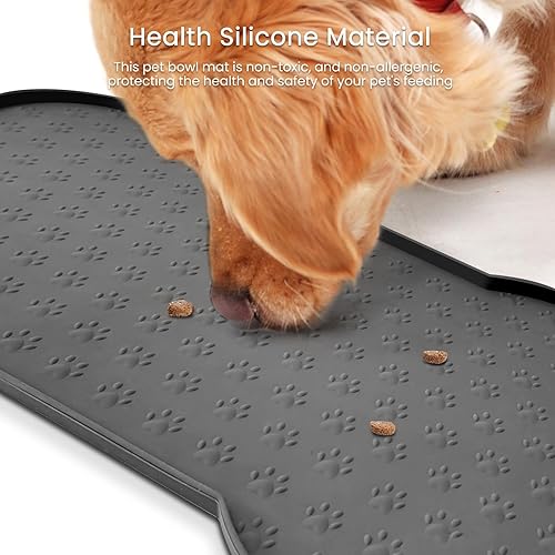 Miniatura 6 de Tapete de silicona antideslizante para comida para perros, mantel individual más grueso para mascotas, impermeable, con borde elevado, tapete de