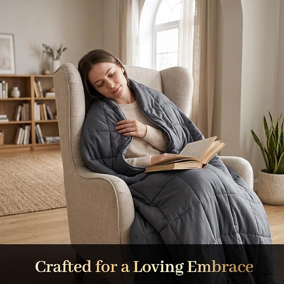 Queen Size Weighted Blanket for Adults - 15lbs 60 x 80 Cooling Heavy Blankets for All-Season Sleeping, Soft & Breathable with Premium Glass Beads, Machine Washable