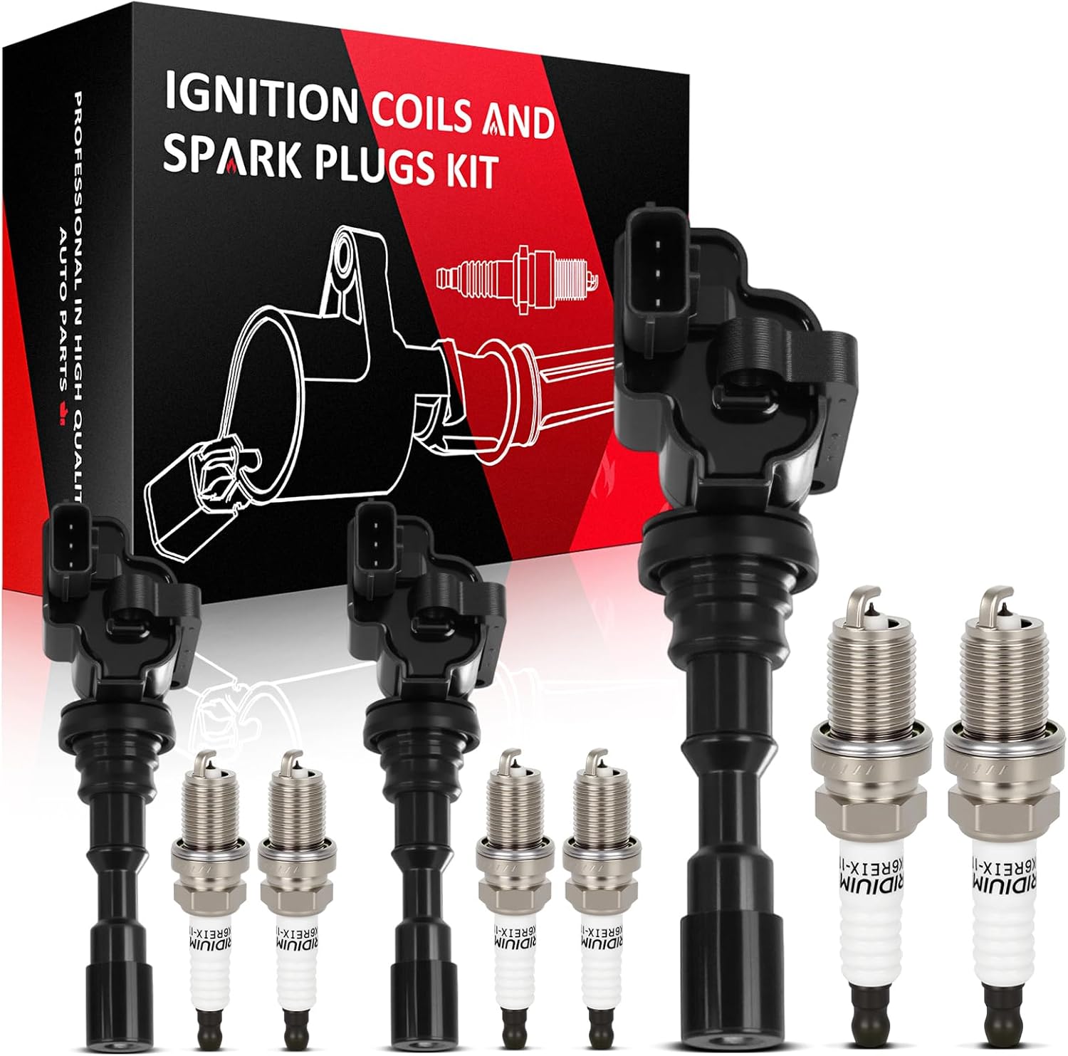 SCITOO 3 ignition coils + 6 iridium Spark Plugs,for Kia Sedona 3.5L 2002-2005,for Hyundai XG350 3.5L 2002,for Hyundai XG300 3.0L 2001 UF432 ‎5C1709 52-2064