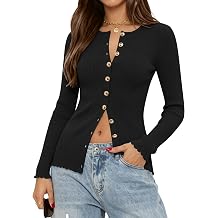 Womens Ribbed Knit Cardigan Button Up Long Sleeve Slim Fit Sweater Top