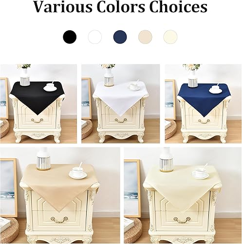 Miniatura 7 de Wolkemer Paquete de 2 manteles cuadrados pequeños de 24 x 24 pulgadas, manteles de tela lavable color beige para mesita de noche, mesita de noche,