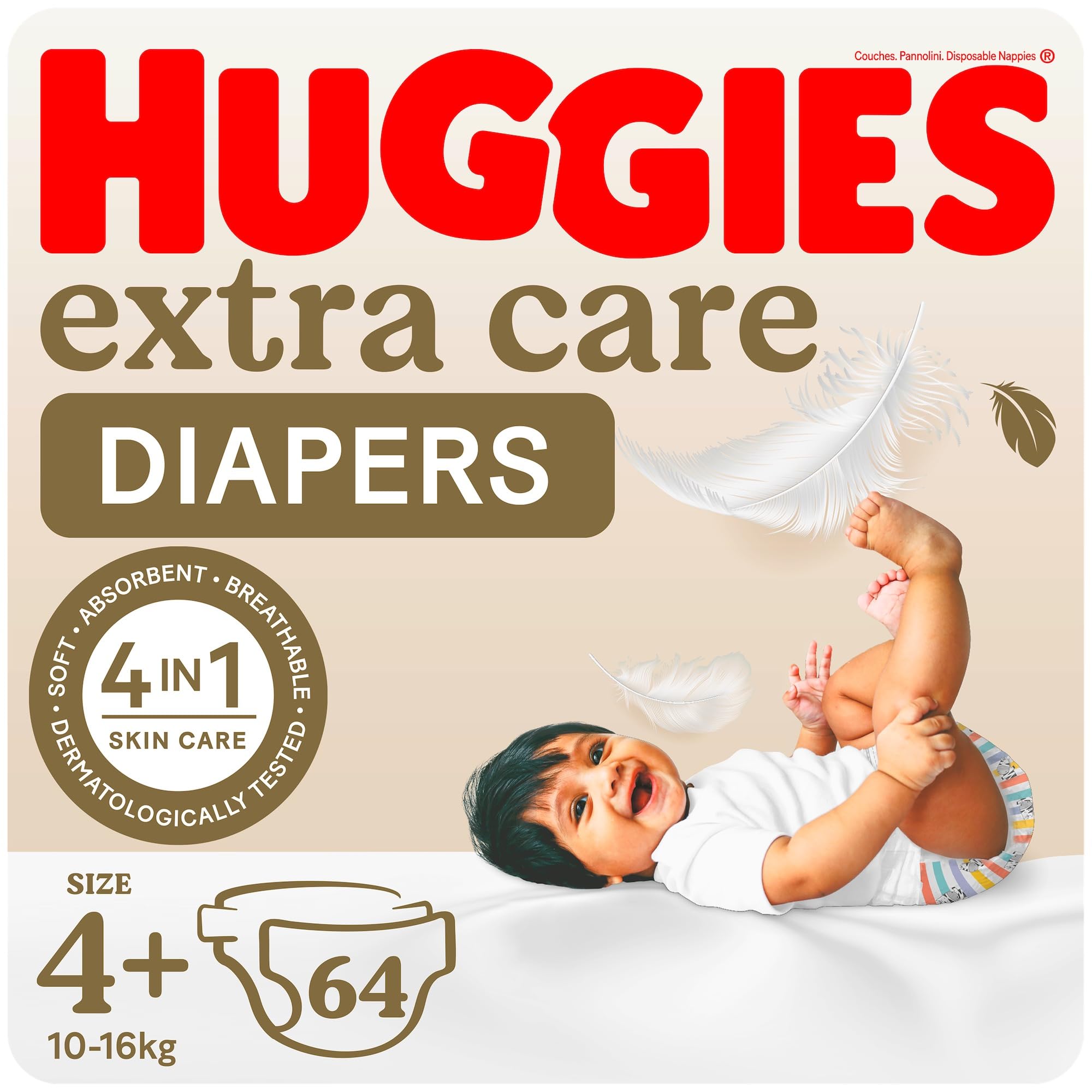 Extra Care, Size 4+, 10 -16 kg, Jumbo Pack, 64 Diapers