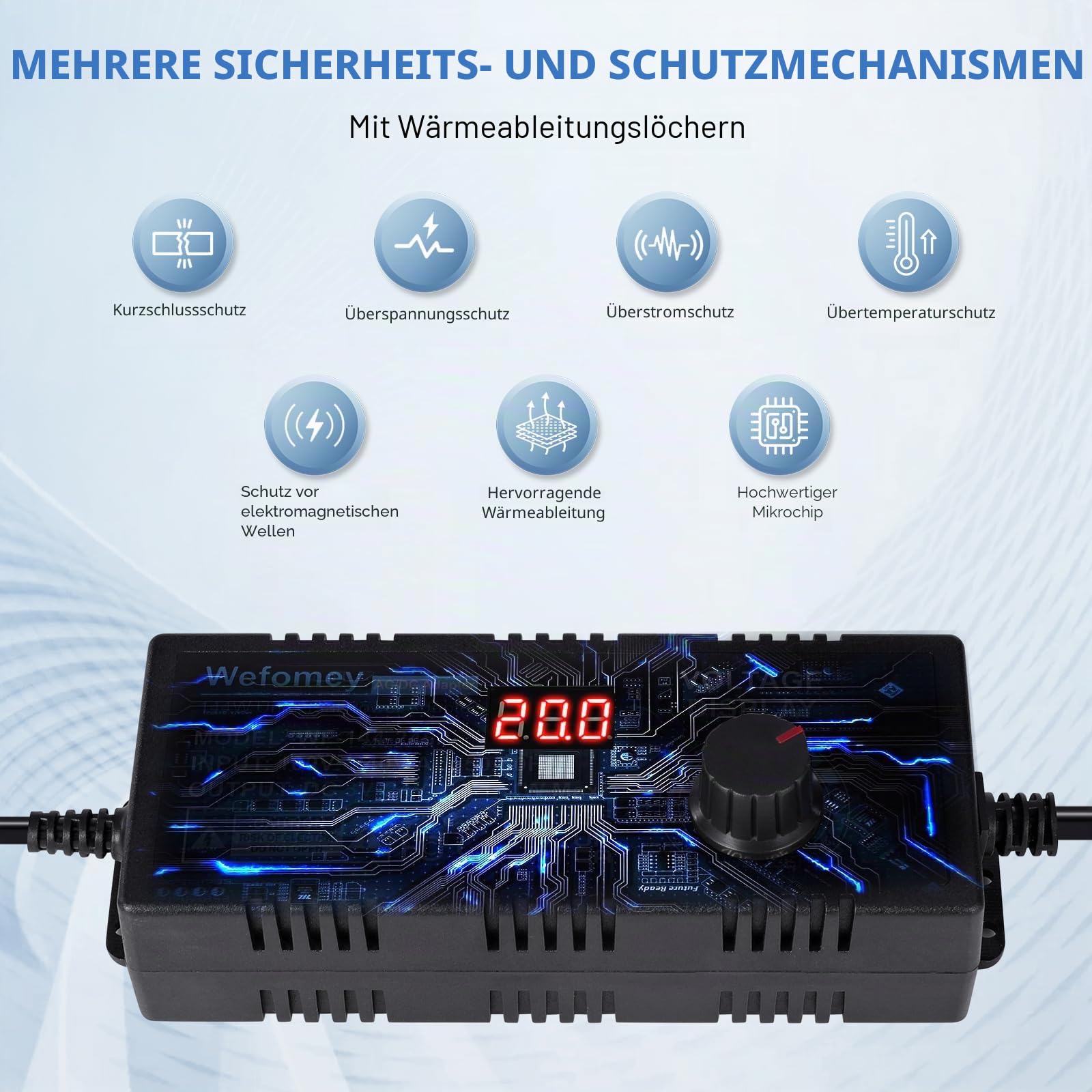 3V-24V 6A 144W Einstellbares Netzteil Universal Netzteiladapter Verstellbarer Netzadapter 100V-240V AC to DC mit LED Spannungsanzeige und 14 Tipps für Haushaltselektronik, 6000mA Max