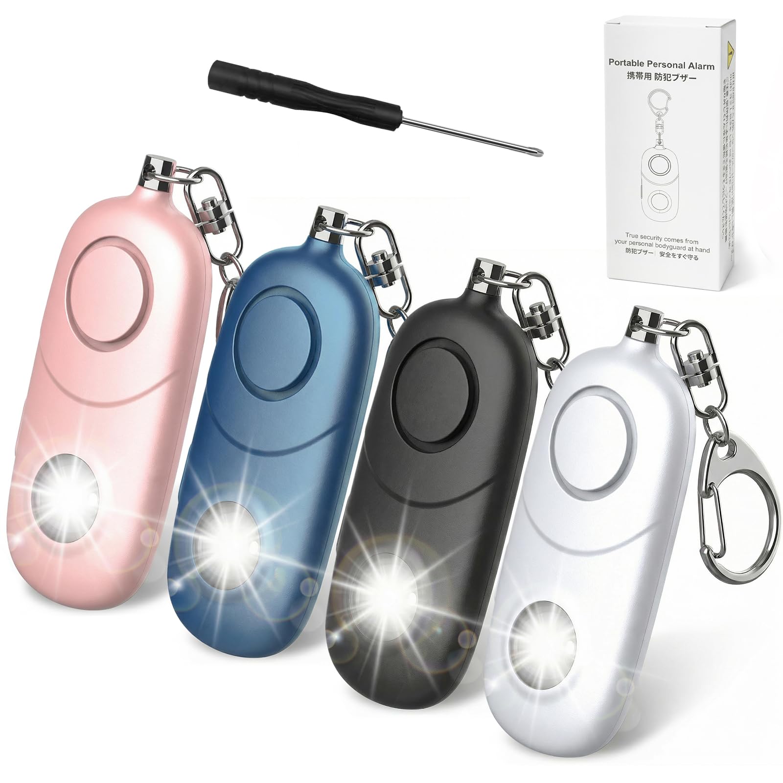 Qoosea Llavero Alarma Personal 135dB con Luz Estroboscópica para Mujeres, Niños, Estudiantes, Ancianos – Alerta de Seguridad, Autodefensa de Emergencia, Carrera Nocturna, Senderismo