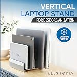 Support d'ordinateur portable vertical Elestoria - s'adapte à 5 appareils, design moderne, réglage sans outil, protecteur et stable (gris)