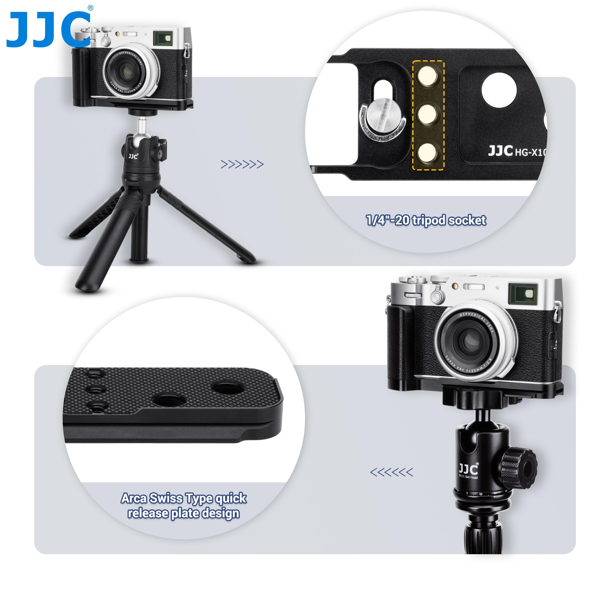 Impugnatura In Metallo JJC Per Leica Q2 – Piastra Arca Swiss, Antiscivolo, Con Accesso A Batteria E Scheda SD, Robusta E Confortevole