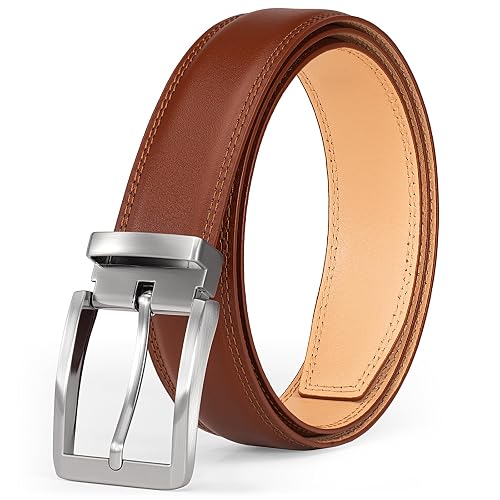 Mens Dress Belt 1 3/8 Full-Grain Leather Single Prong Buckle