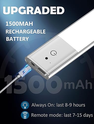 Miniatura 4 de Diomart Luces para debajo del gabinete, 79 luces LED recargables debajo del gabinete con control remoto, paquete de 3 luces LED RGB regulables para