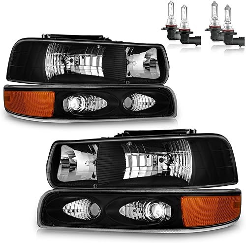 Faros con bombillas para 1999-2002 Chevy Silverado 1500 2500, para 2001-2002 Silverado 1500HD 2500HD 3500, para 2000-2006 Tahoe Suburban con luces