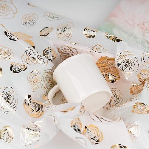 Miniatura 5 de WRAPAHOLIC Papel de seda para envolver flores, 25 hojas de 19.7 x 27.5 pulgadas, papel de envoltura de rosa brillante a granel para embalaje,