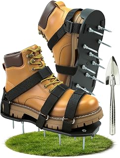 Lawn Aerator Shoes, Soil Aerator Grass Tool with Dual Hook & Loop Straps