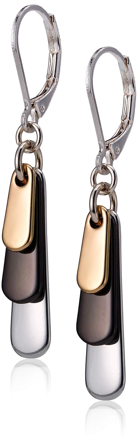 Nine West Womens Shaky Drop Leverback Earrings Tri Tone