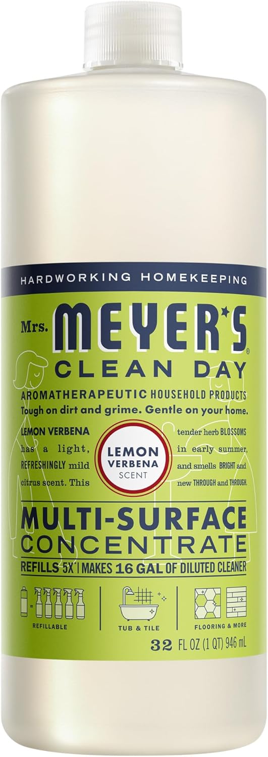 Mrs. Meyer's Lemon Verbena Multi-Surface Cleaner Concentrate 32 oz - Natural Floor, Tile & Counter Spray