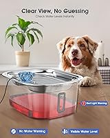 Vista 2 de PETNF 3-Gallon Stainless Steel Dog Water Fountain for Large Dogs, Dog Water Bowl Dispenser with 4 Filters, Visible Water Window, Quiet Pump & LED