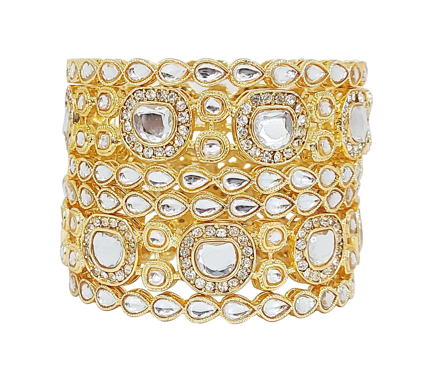CHRISHAN Gold Plated Designer Uncut Stone And Kundan Kada Chudi Bangle Set For Women And Girls (Gold, 2.6) (B0CSQQSS38) Amazon Price History, Amazon Price Tracker