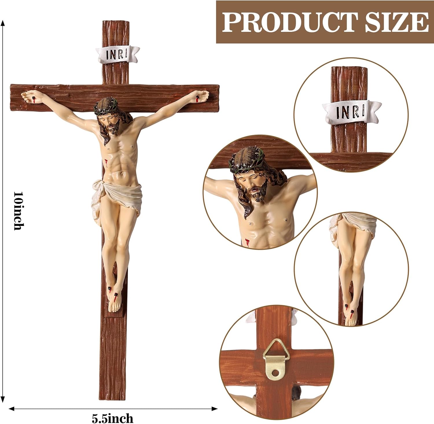 Crucifix Wall Cross 10 Inch,Jesus Cross Home Décor,Jesus Statue Catholic Hanging Cross for Wall Art,Religious Wall Crucifix Decor,Crucifijos Catolicos