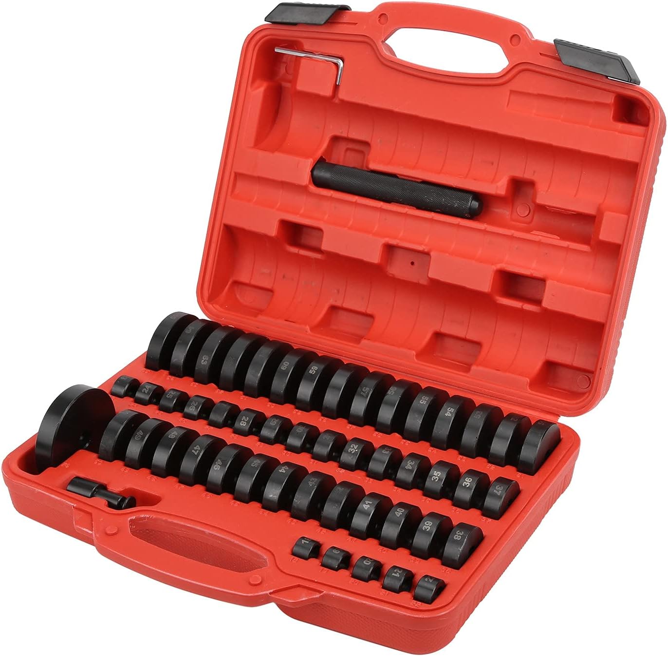Bushing Removal Puller Set | 56Pcs Interchangeable Discs for 2450 + Variations | Wheel Bearing Install Tool Kit for Mechanics/DIY | Long Handle Shaft, High Carbon Steel