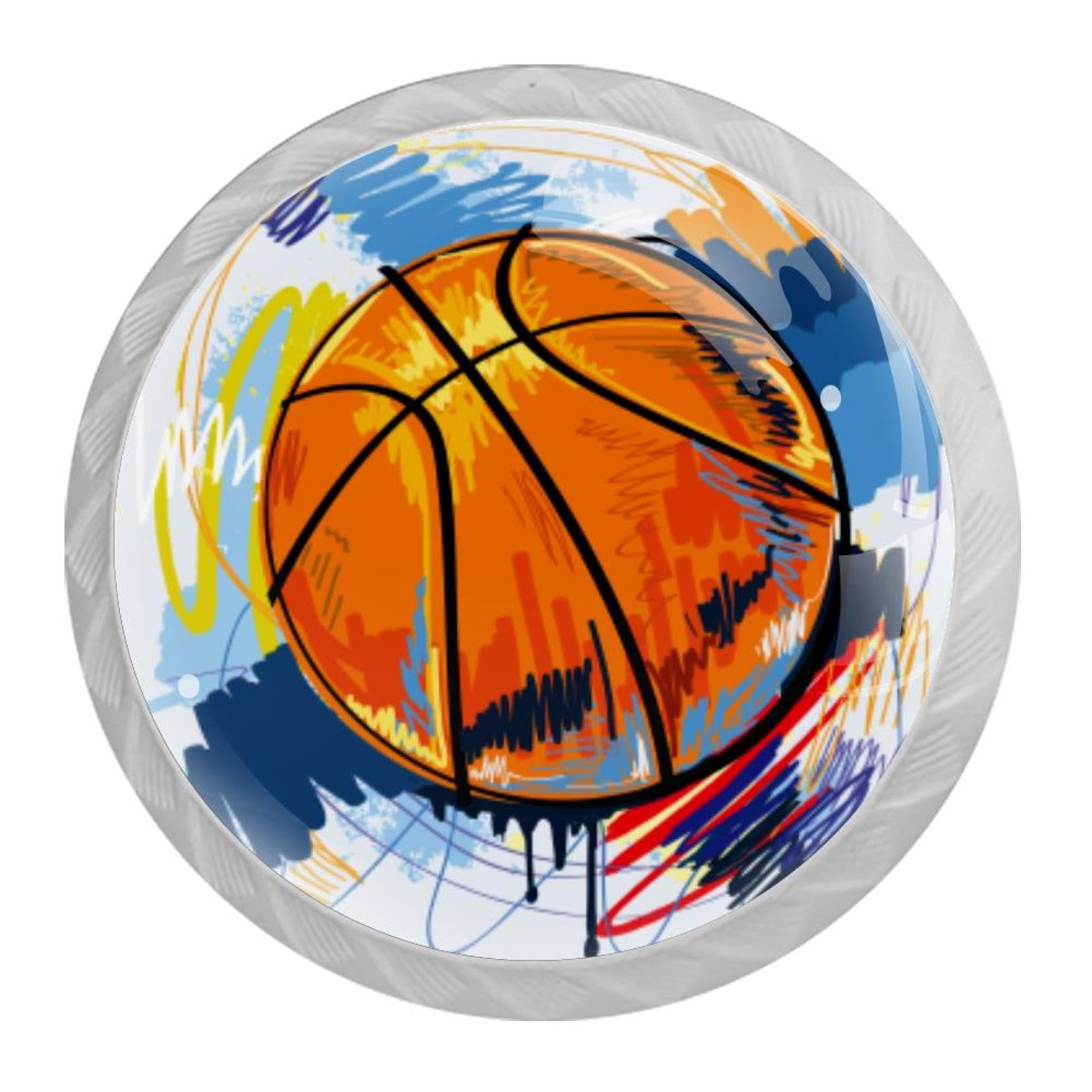 Tqmspg 4 Pieces Drawer Pulls Sports Basketball Door Knobs Dresser Handles for Kitchen Wardrobe Cupboard Hardware Furniture