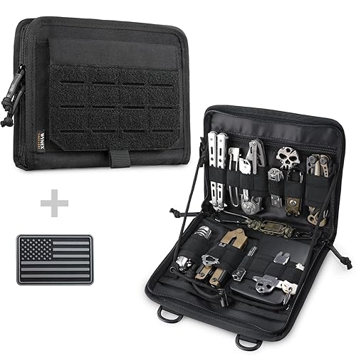 WYNEX Tactical Folding Admin Pouch, Molle Tool Bag of Laser-Cut Design, Utility Organizer EDC Medical Bag Modular Pouches Tactical Attachment Waist Pouch Include U.S Patch