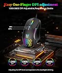 Wired PC Gaming Mouse: High Precision Sensor,RGB Backlit, Adjustable DPI, 7 Buttons Programmable,Ergonomic mice for Office & Gaming on Windows/Mac/Linux/Chrome-Black