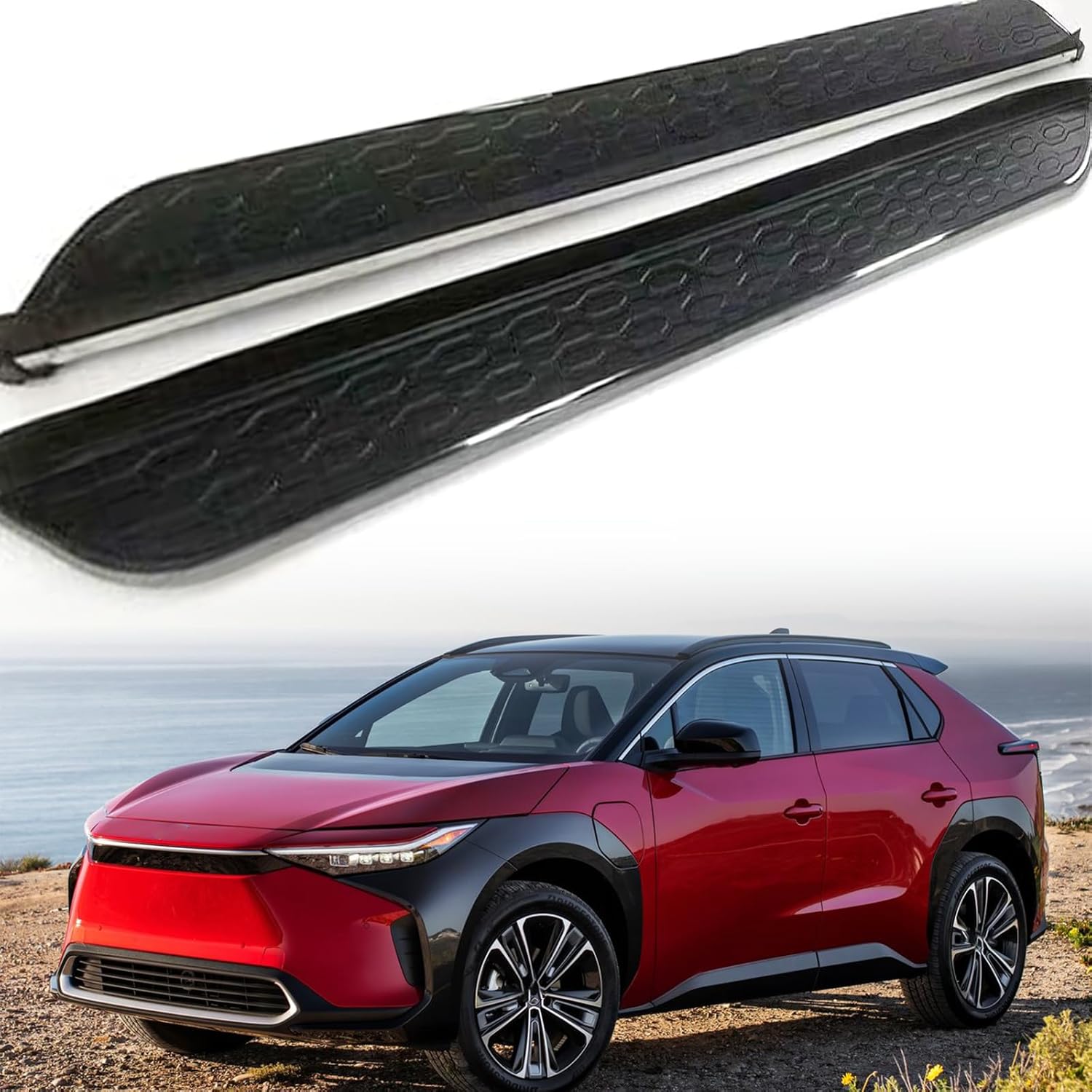 2 PCS Running Boards Fits for T BZ4X 2021 2022 2023 Black Nerf Bar Side Steps