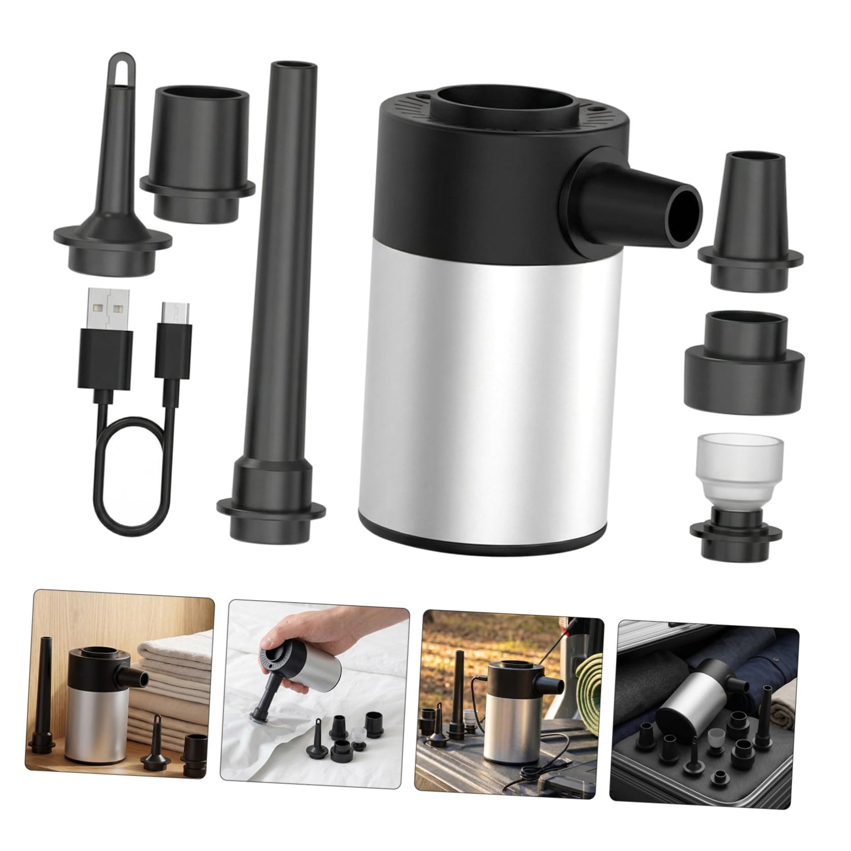Bomba de Succión Portátil para Bolsas, 6000Pa 60W, ABS Aluminio