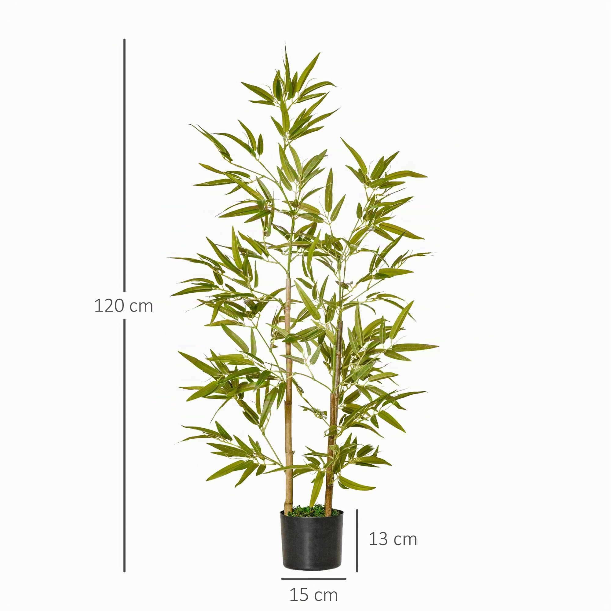 HOMCOM Pianta Artificiale da Interno 120cm in Vaso con 336 Foglie | Pianta Finta di Bambù Realistica, per Interno ed Esterno
