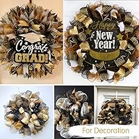 Vista 7 de TONIFUL 2 rollos de cinta de malla decorativa negra de 10 pulgadas, malla de tela para suministros de corona de malla, corona de puerta delantera