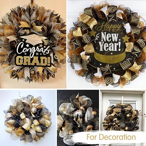 Miniatura 7 de TONIFUL Cintas de malla decorativa de 10 pulgadas, 4 rollos de tela verde oscuroverdeverde claroblanco, rollo de malla metálica, suministros de