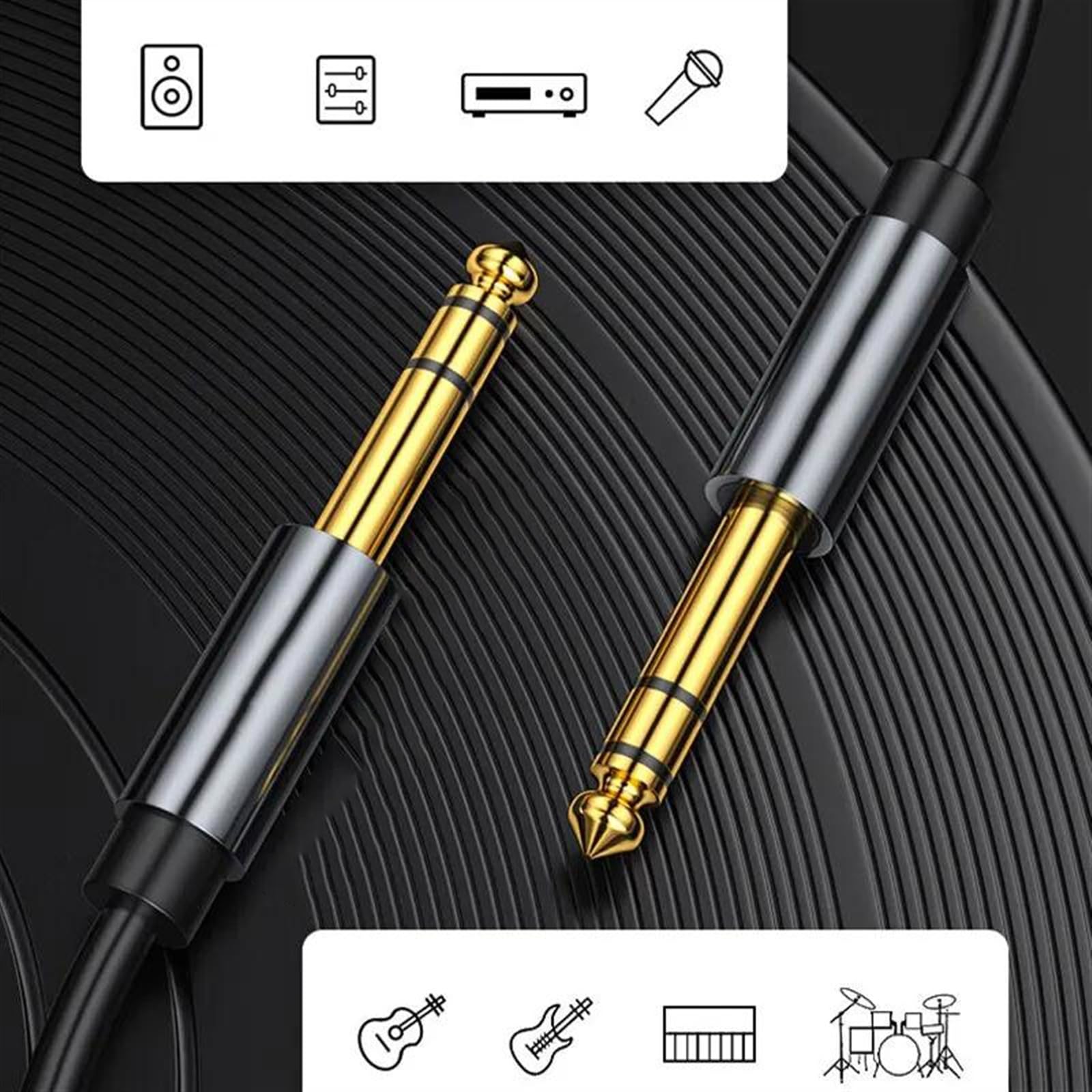Cable De PVC De Alta Elasticidad, Cable De Instrumento De 6,35mm A 6,35mm, Cable De Guitarra Mono Jack De 1/4 Pulgadas Cable de instrumento Guitarra (Color : 2m)