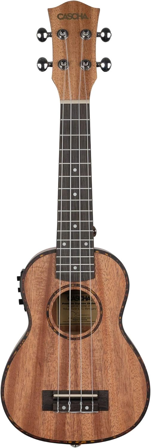 Front view of CASCHA Soprano Ukulele Mahogany Left-Handed
