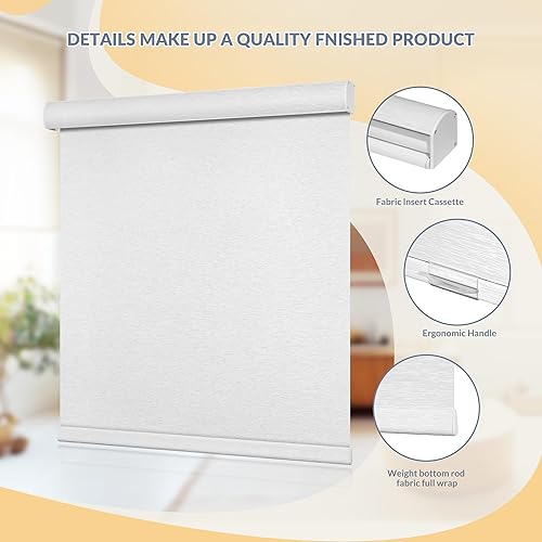 Miniatura 7 de Boolegon Persianas enrollables con filtro de luz para ventanas, inalámbricas, tela con aislamiento térmico, protección UV, persianas para el hogar,