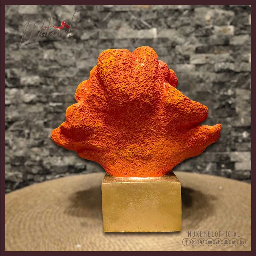 Juego naranja coral (decoración del hogar, artesanía, estatua de mar profundo, misterio del mar) Mukemel Designs -STB0008/9/9z (flor de coral)