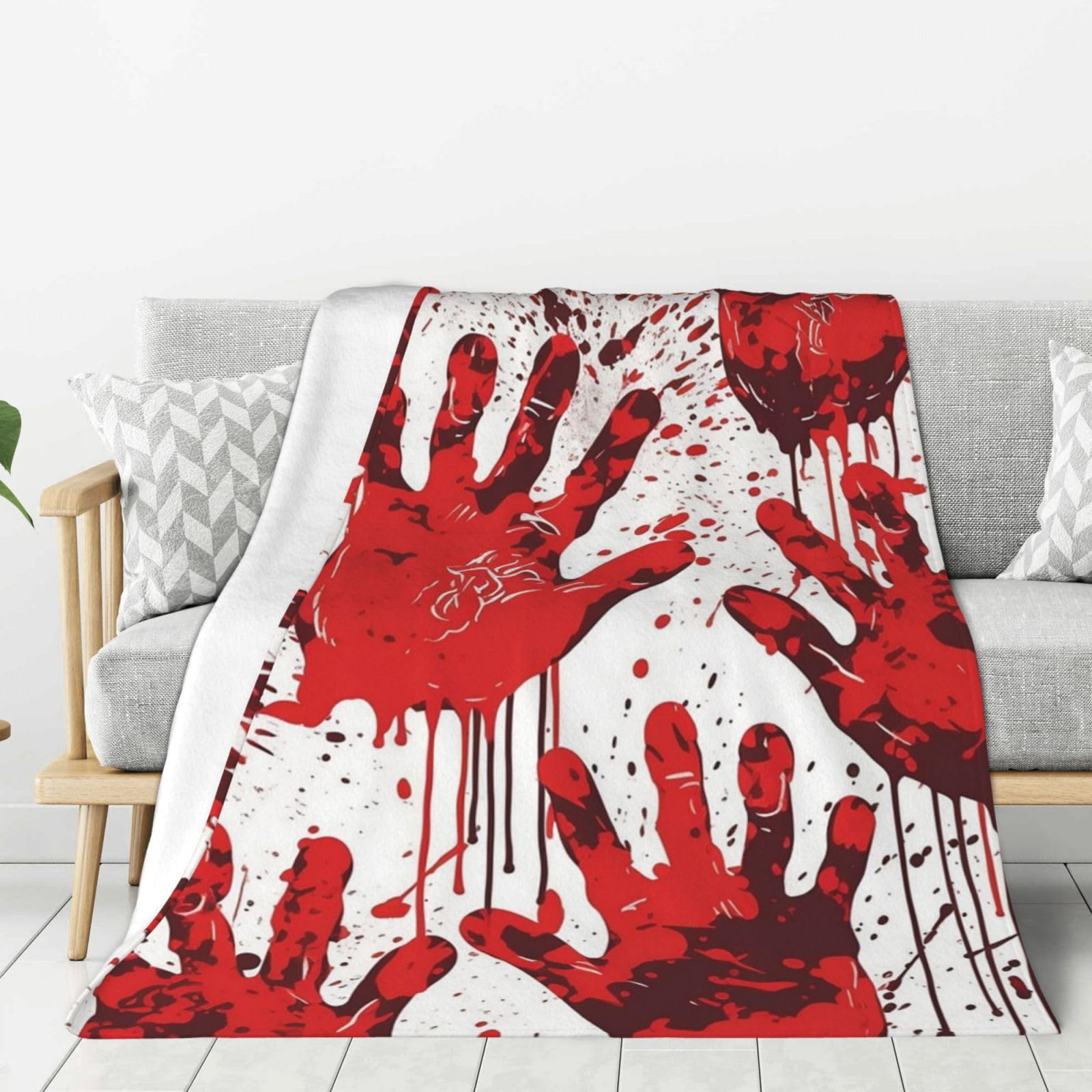 Couverture d'halloween en flanelle de sang 127x101 cm pour lit et canapé