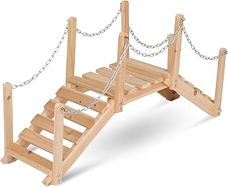 Shine Company 4963N Decorative Cedar Wood Garden Bridge with Side Rails, Natural