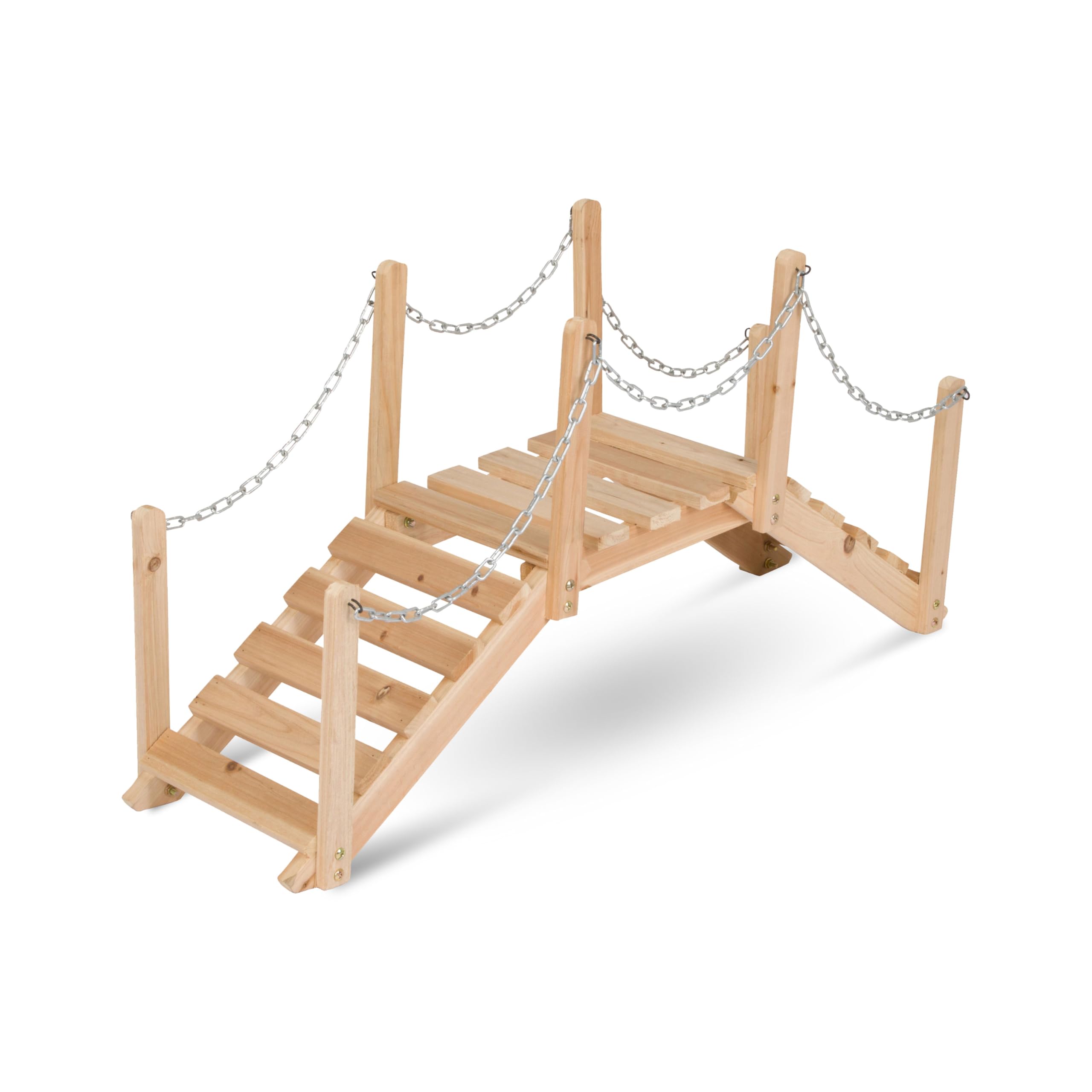Shine Company 4963N Decorative Cedar Wood Garden Bridge with Side Rails, Natural